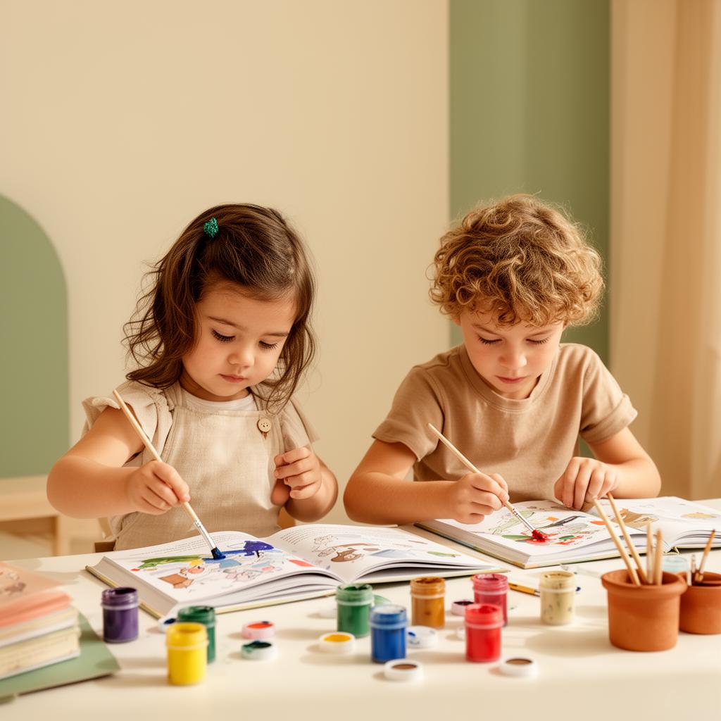 Kinder beim gemeinsamen Lernen in warmem Licht